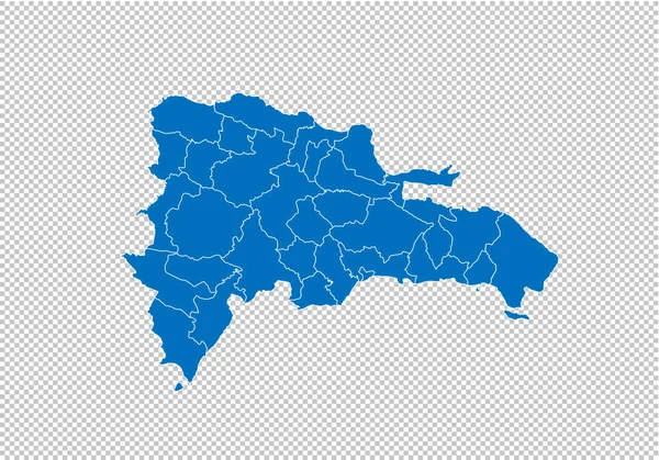 República Dominicana mapa Alto mapa azul detallado con condados / regiones / estados de República Dominicana. mapa de nepal aislado sobre fondo transparente . — Vector de stock