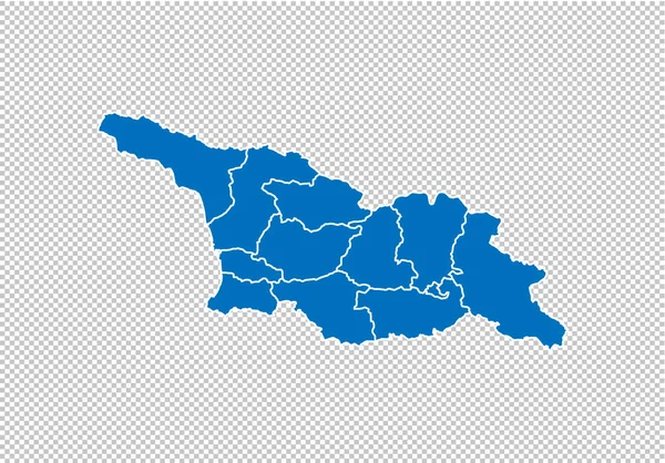 格鲁吉亚地图 - 高详细的蓝色地图与佐治亚州的县/地区/州。在透明背景上隔离的尼泊尔地图. — 图库矢量图片