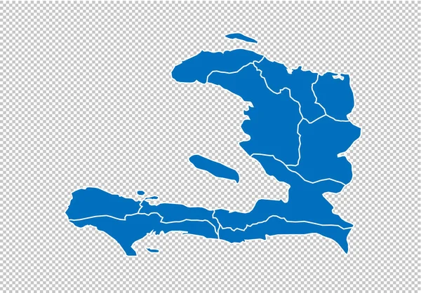 Haiti map - Mapa azul detalhado com condados / regiões / estados do haiti. mapa nepal isolado em fundo transparente . — Vetor de Stock