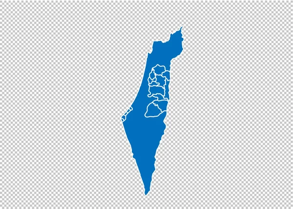 Palestina kaart-hoge gedetailleerde blauwe kaart met provincies/regio's/Staten van Palestina. Palestina kaart geïsoleerd op transparante achtergrond. — Stockvector