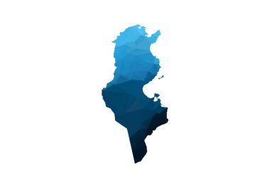 Vektör Haritası - Mavi Geometrik Buruşuk Üçgen. Afganistan'ın alçak poli haritası. beyaz arka planda yalıtılmış kontur/şekil haritası.