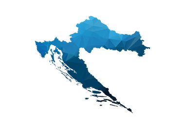 Vektör Haritası - Mavi Geometrik Buruşuk Üçgen. Afganistan'ın alçak poli haritası. beyaz arka planda yalıtılmış kontur/şekil haritası.