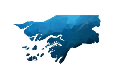 Vektör Haritası - Mavi Geometrik Buruşuk Üçgen. Afganistan'ın alçak poli haritası. beyaz arka planda yalıtılmış kontur/şekil haritası.