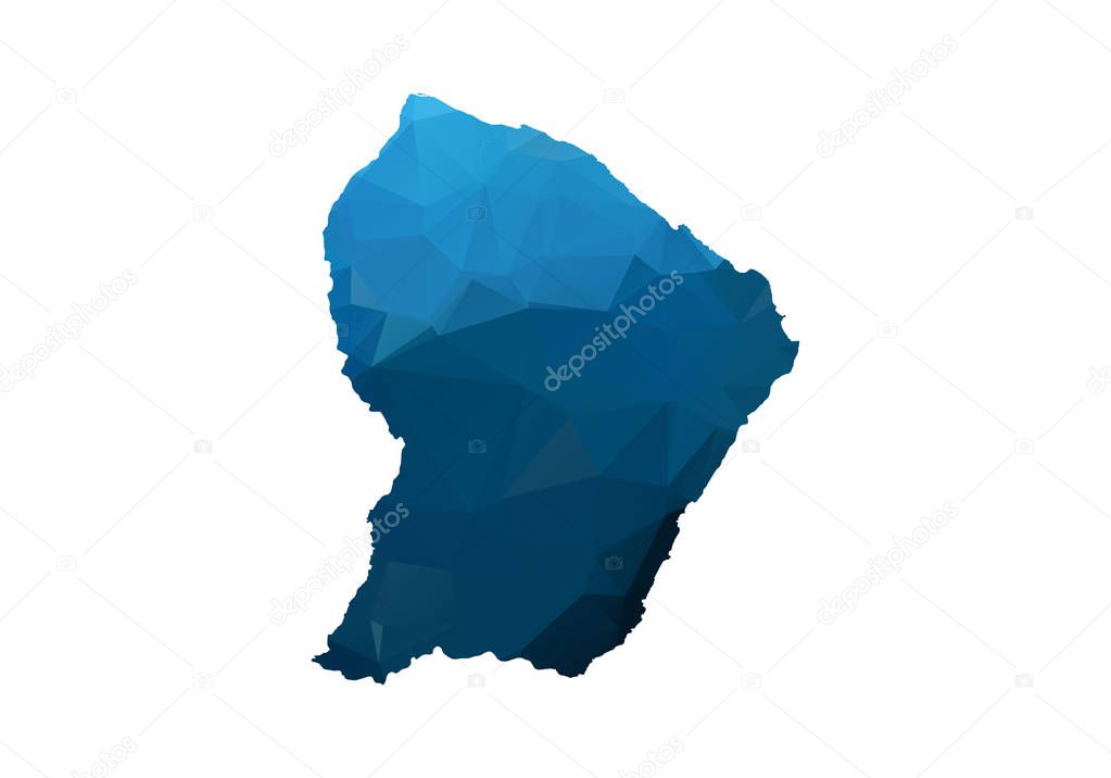 Vector Map - Blue Geometric Rumpled Triangular. Low poly map of Afghanistan. contour/shape map isolated on white background.