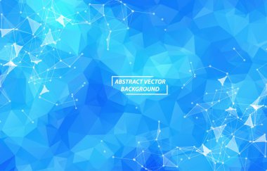 Mavi poligonal uzay arka plan Dots bağlama ile bir