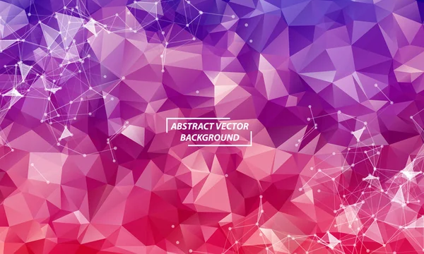 Fondo de espacio poligonal rojo abstracto con puntos de conexión y — Vector de stock