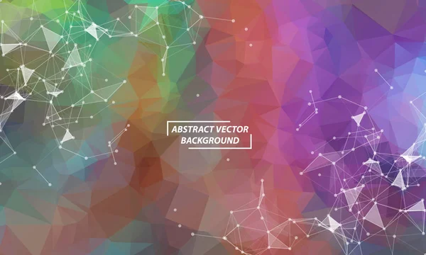Fondo de espacio poligonal colorido abstracto con punto de conexión — Vector de stock
