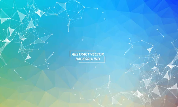 Fondo espacial poligonal azul abstracto con puntos de conexión y — Vector de stock