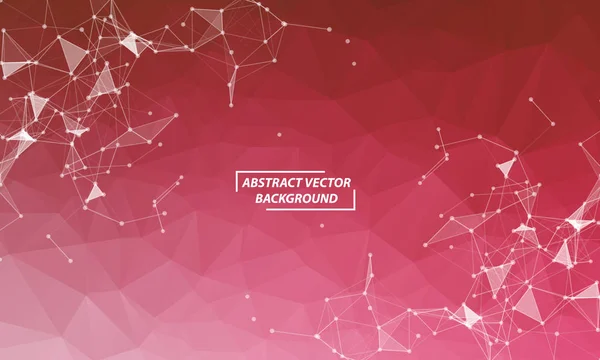 Fondo de espacio poligonal rojo abstracto con puntos de conexión y — Vector de stock