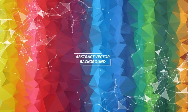Fondo de espacio poligonal colorido abstracto con punto de conexión — Vector de stock