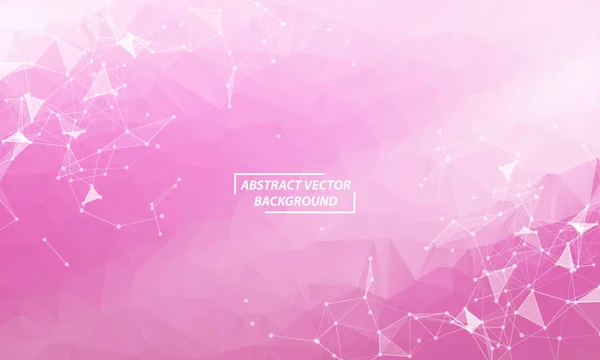 Abstrakt lila rosa månghörnigt utrymme bakgrund med anslutning — Stock vektor
