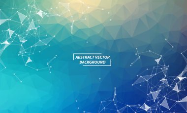 Mavi Geometrik Poligonal arka plan molekülü ve iletişimi. 