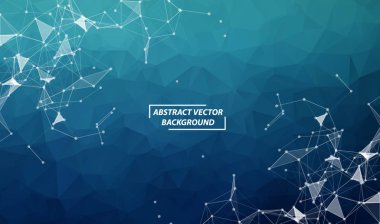 Mavi Geometrik Poligonal arka plan molekülü ve iletişimi. 