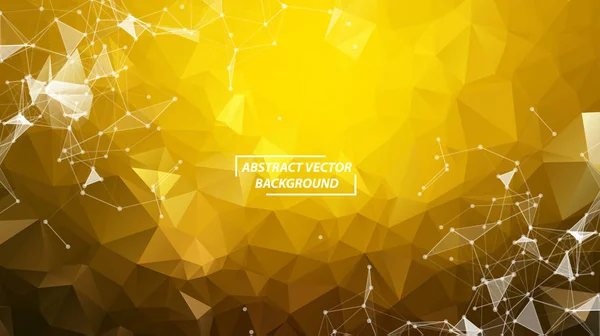 Abstracte gele veelhoekige ruimte achtergrond met aansluitende stippen — Stockvector