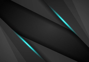 Çakışma katmanları ile koyu soyut arka plan. Siyah Metal perfor