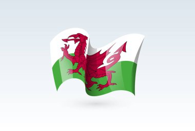 dalgalı bayrak vektör simgesi, ulusal sembol, rüzgarda dalgalanıyor - vektör illüstrasyonu beyaz arkaplanda izole edildi.