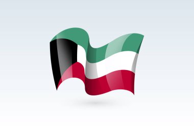 dalgalı bayrak vektör simgesi, ulusal sembol, rüzgarda dalgalanıyor - vektör illüstrasyonu beyaz arkaplanda izole edildi.