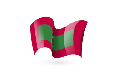 dalgalı bayrak vektör simgesi, ulusal sembol, rüzgarda dalgalanıyor - vektör illüstrasyonu beyaz arkaplanda izole edildi.