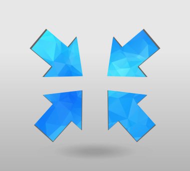 Ok simgesi ayarlandı. Çokgen oklar. Beyaz arkaplanda modern çokgen kristal şeklinde renkli ok şekli. Vatanseverlik tasarımı için vektör illüstrasyonu. Parti afişi, tebrik kartı, afiş veya davetiye için.