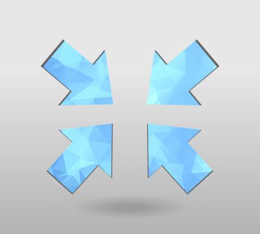 Ok simgesi ayarlandı. Çokgen oklar. Beyaz arkaplanda modern çokgen kristal şeklinde renkli ok şekli. Vatanseverlik tasarımı için vektör illüstrasyonu. Parti afişi, tebrik kartı, afiş 