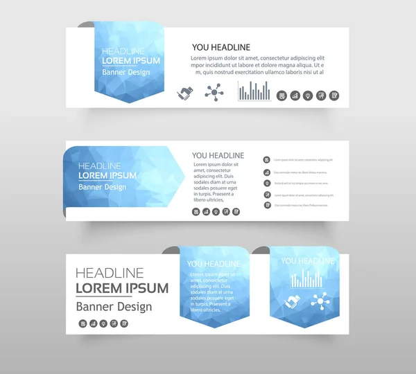 Resumen Infographic Web Banner Modern Low Polygon Set Background Design — Vector de stock