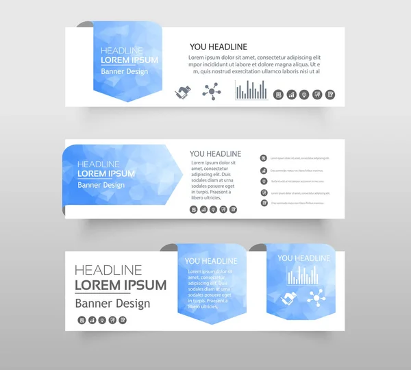 Resumen Infographic Web Banner Modern Low Polygon Set Background Design — Vector de stock