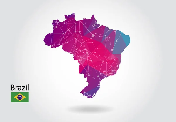 Vector veelhoekige Braziliaanse kaart. Laag poly ontwerp. kaart gemaakt van triang — Stockvector