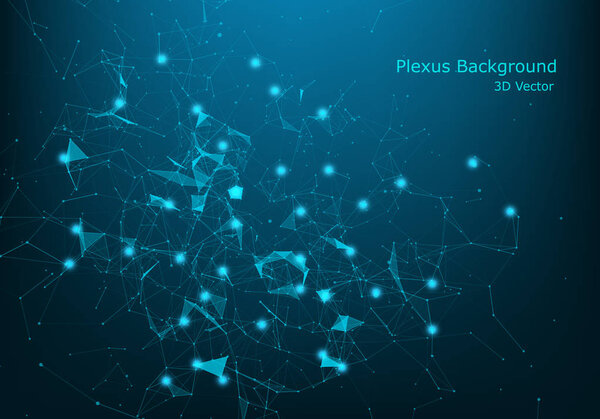Abstract vector illuminated particles and lines. Plexus effect. 