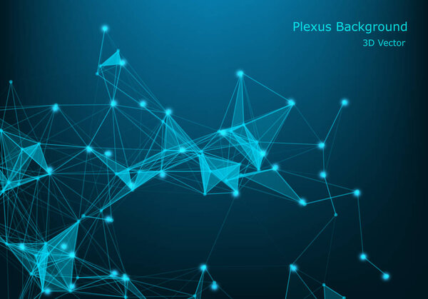 Abstract vector illuminated particles and lines. Plexus effect w