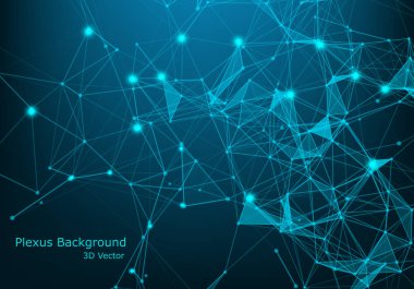 Soyut vektör ışıklı parçacıklar ve çizgiler. Pleksus etkisi w