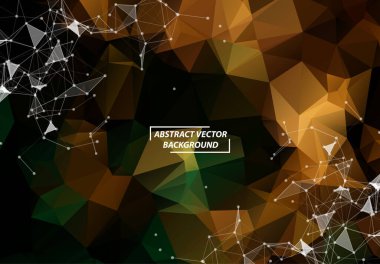 Noktaları ve Çizgileri Birleştiren Soyut Turuncu Çoklu Alan Arkaplanı. Geometrik Çokgen arka plan molekülü ve iletişim. Bilim, kimya, biyoloji, tıp, teknoloji kavramı.