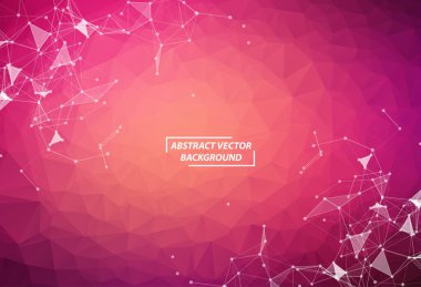 Noktaları ve Çizgileri Birleştiren Soyut Pembe Çokgen Uzay Arkaplanı. Geometrik Çokgen arka plan molekülü ve iletişim. Bilim, kimya, biyoloji, tıp, teknoloji kavramı.