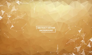 Noktaları ve Çizgileri Birleştiren Soyut Açık Kahverengi Çoklu Alan Arkaplanı. Geometrik Çokgen arka plan molekülü ve iletişim. Bilim, kimya, biyoloji, tıp, teknoloji kavramı.