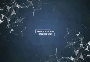 Geometrik Koyu Mavi Çokgen arka plan molekülü ve iletişim. Noktalarla birleştirilmiş çizgiler. Minimalizm geçmişi. Bilim, kimya, biyoloji, tıp, teknoloji kavramı.