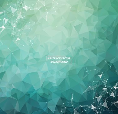 Yeşil Noktalar ve Çizgilerle Soyut Çokgen Uzay Karanlık Arkaplanı, Geleceğin Tasarımı.