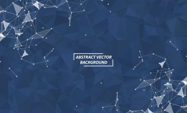 Soyut Lacivert Çokgen Uzay Karanlık Arkaplanı Bağlayıcı Noktalar ve Çizgiler Gelecek Tasarımı.