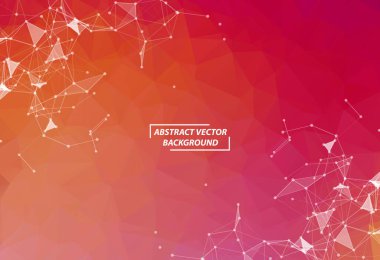 Noktaları ve Çizgileri Birleştiren Soyut Koyu Kırmızı Çokgen Uzay Arkaplanı. Yapı ve bilim geçmişi. Gelecekçi HUD tasarımı.