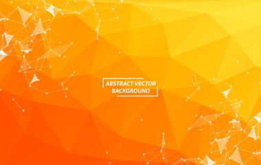 Noktaları ve Çizgileri Birleştiren Soyut Turuncu Çoklu Alan Arkaplanı. Yapı ve bilim geçmişi. Gelecekçi HUD tasarımı.