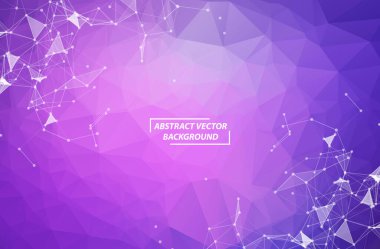 Mor Geometrik Poligonal arka plan molekülü ve iletişimi. Noktalarla bağlı çizgiler. Minimalizm arka plan. Bilim, kimya, biyoloji, tıp, teknoloji kavramı.
