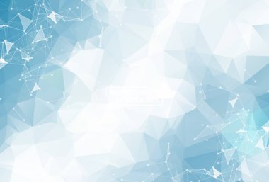 Mavi Geometrik Poligonal arka plan molekülü ve iletişim. Noktalarla birleştirilmiş çizgiler. Minimalizm geçmişi. Bilim, kimya, biyoloji, tıp, teknoloji kavramı.