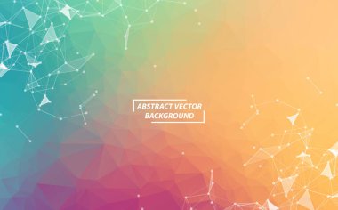 Soyut renkli geometrik poligonal arka plan molekül ve iletişim. Bağlantılı çizgilerin noktalı. Bilim, kimya, biyoloji, tıp, teknoloji kavramı.