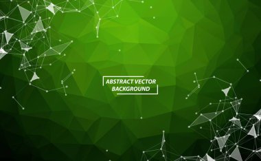 Soyut Yeşil geometrik poligonal arka plan molekül ve iletişim. Bağlantılı çizgilerin noktalı. Bilim, kimya, biyoloji, tıp, teknoloji kavramı.
