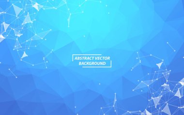 Soyut Mavi geometrik poligonal arka plan molekül ve iletişim. Bağlantılı çizgilerin noktalı. Bilim, kimya, biyoloji, tıp, teknoloji kavramı.