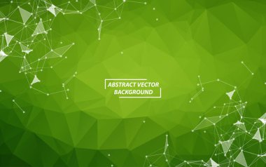 Soyut Yeşil geometrik poligonal arka plan molekül ve iletişim. Bağlantılı çizgilerin noktalı. Bilim, kimya, biyoloji, tıp, teknoloji kavramı.