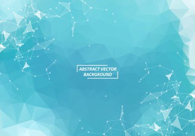 Mavi Çokgen arka plan molekülü ve iletişim. Noktalarla birleştirilmiş çizgiler. Minimalizm kaotik illüstrasyon geçmişi. Bilim, kimya, biyoloji, tıp, teknoloji kavramı.