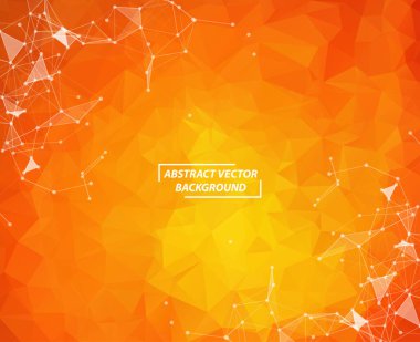 Turuncu Çokgen arka plan molekülü ve iletişim. Noktalarla birleştirilmiş çizgiler. Minimalizm kaotik illüstrasyon geçmişi. Bilim, kimya, biyoloji, tıp, teknoloji kavramı.