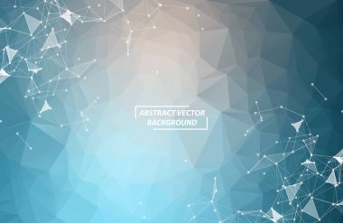 Mavi Çokgen arka plan molekülü ve iletişim. Noktalarla birleştirilmiş çizgiler. Minimalizm kaotik illüstrasyon geçmişi. Bilim, kimya, biyoloji, tıp, teknoloji kavramı.