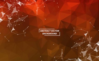 Turuncu Çokgen arka plan molekülü ve iletişim. Noktalarla birleştirilmiş çizgiler. Minimalizm kaotik illüstrasyon geçmişi. Bilim, kimya, biyoloji, tıp, teknoloji kavramı.