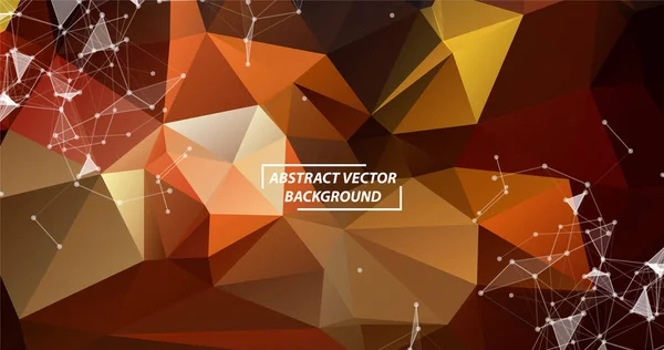 Espacio Poligonal Naranja Abstracto Fondo Oscuro Con Puntos Líneas Conexión — Vector de stock