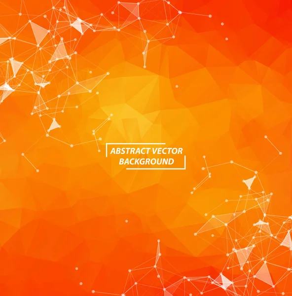 Turuncu Geometrik Çokgen arka plan molekülü ve iletişim. Noktalarla birleştirilmiş çizgiler. Minimalizm geçmişi. Bilim, kimya, biyoloji, tıp, teknoloji kavramı.
